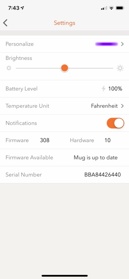 Screen shot of the iOS app's settings.