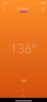 Screen shot of the iOS app showing current mug temperature of 136°.
