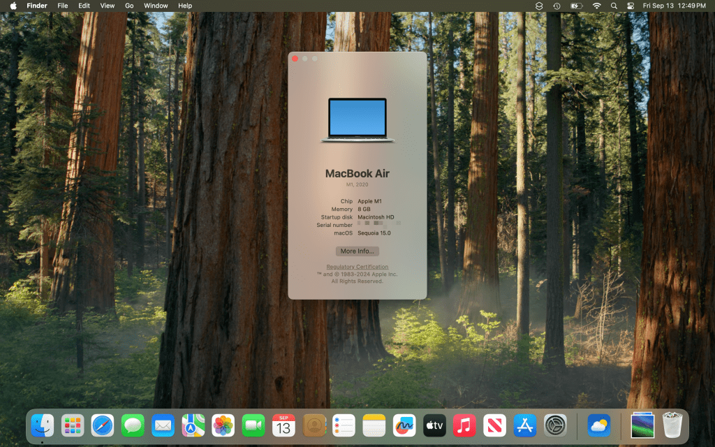About this Mac screenshot of macOS 15 Sequoia.
